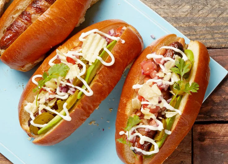 Sonoran Hot Dogs with Bacon, Pico de Gallo, and Avocado