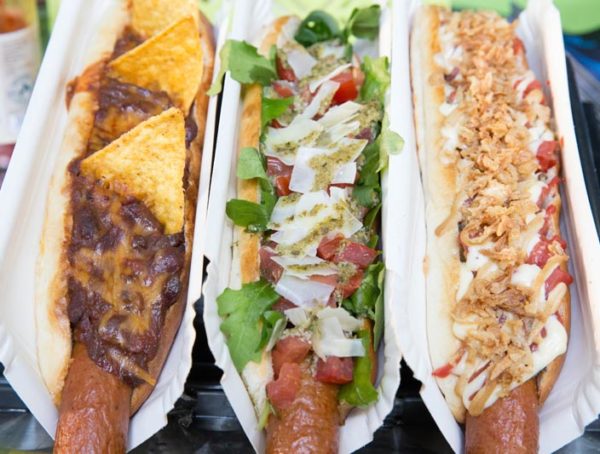 Hot dogs - Classic Dog, Italian Dog and Chili Cheese Dog.