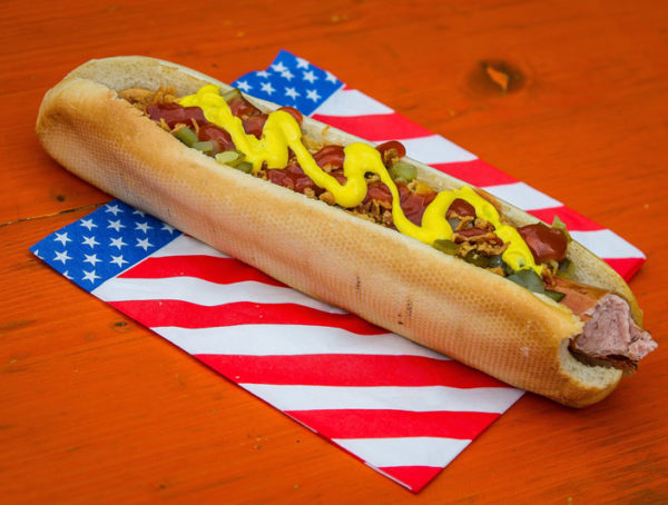 hotdog with bun.