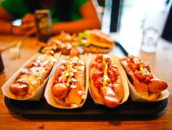 hot dog on sandwiches.
