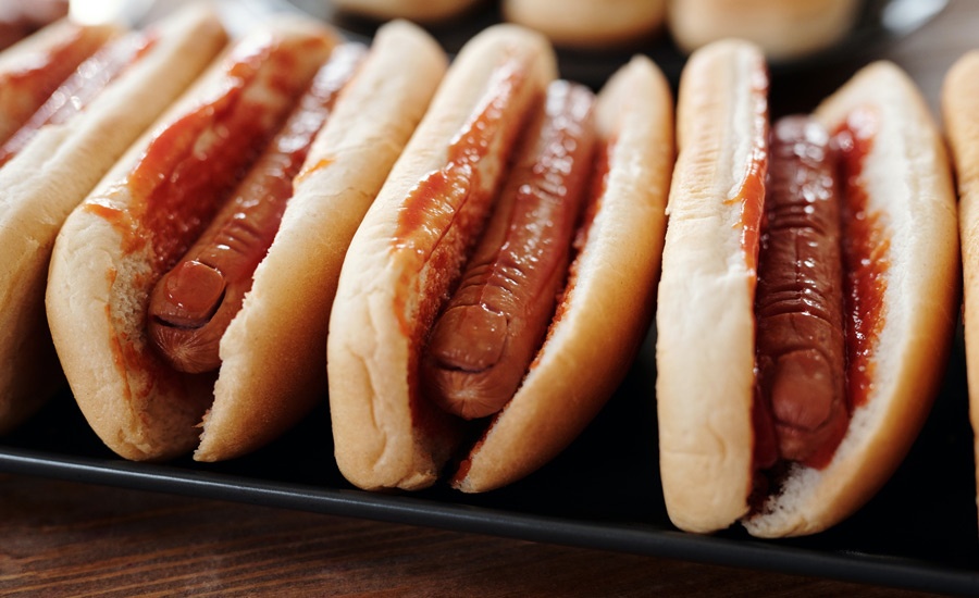 Delicious Hot Dogs In Buns