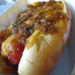 Chili Hot Dog With Cheese.